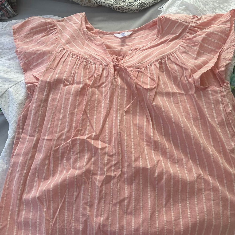 Time and Tru Pink Striped Blouse